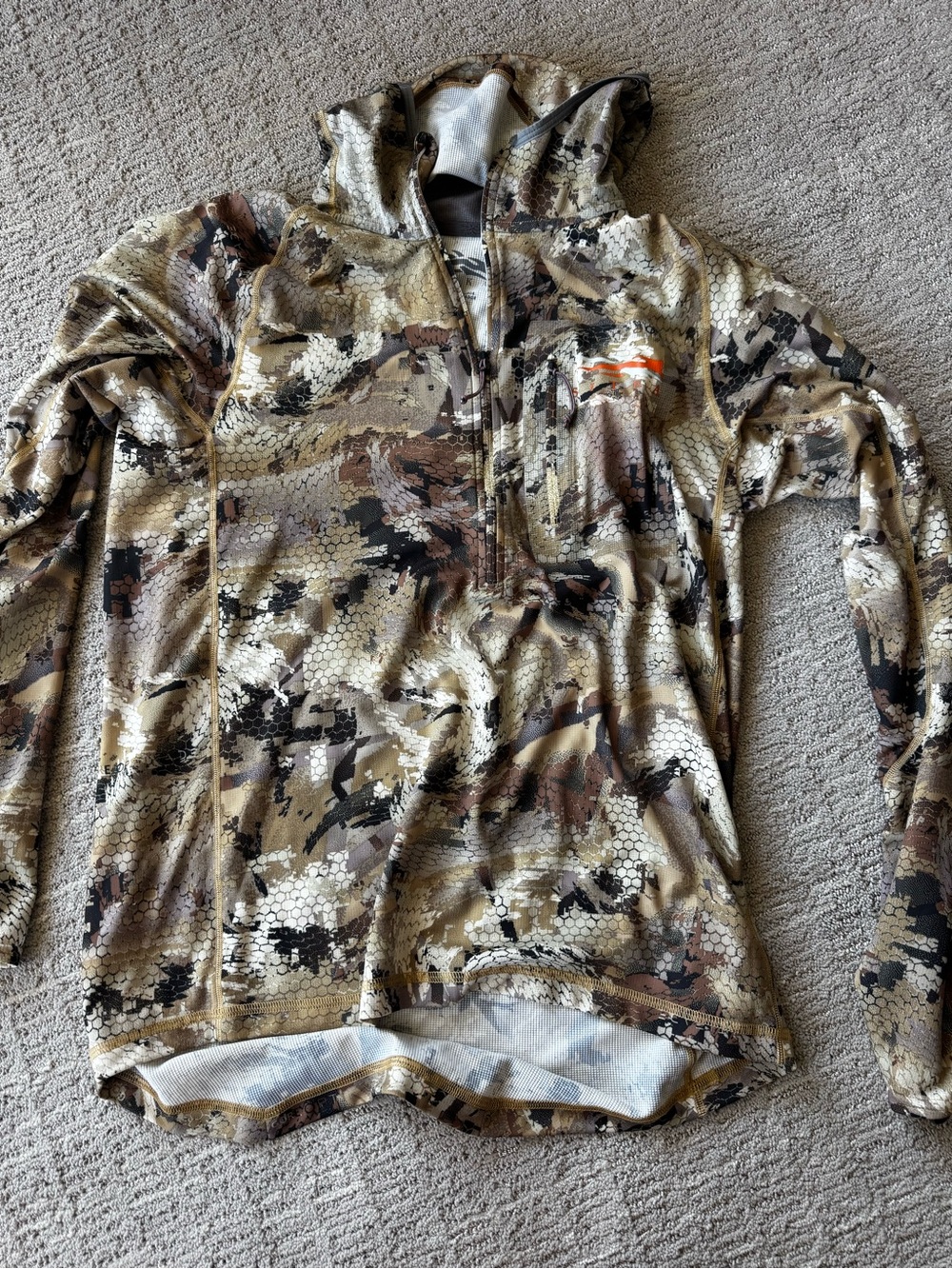 Men's Lightweight Camo Hooded Shirt Jacket - Tan/Green Camo